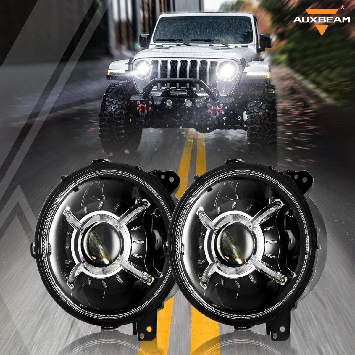 (2pcs/set) 9'' Round 100W LED light with Hi-Lo Beam &amp; DRL for 2018-2022 Jeep Wrangler JL, 2019-2022 Gladiator JT 