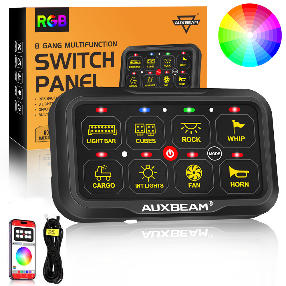 AR-820 RGB Switch Panel with APP, Toggle/Momentary/Pulsed Mode Supported (Two-Sided Outlet) 