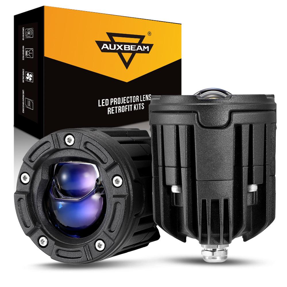 كشاف LED للدراجات النارية مقاس 2.5 بوصة، عدسة عرض ثنائية LED، مصباح أمامي 130 واط، 6000 كلفن، ضوء عمل LED، 5 أوضاع إضاءة للدراجات النارية والسيارات الرياضية متعددة الاستخدامات والشاحنات ATV | قطعتان/مجموعة