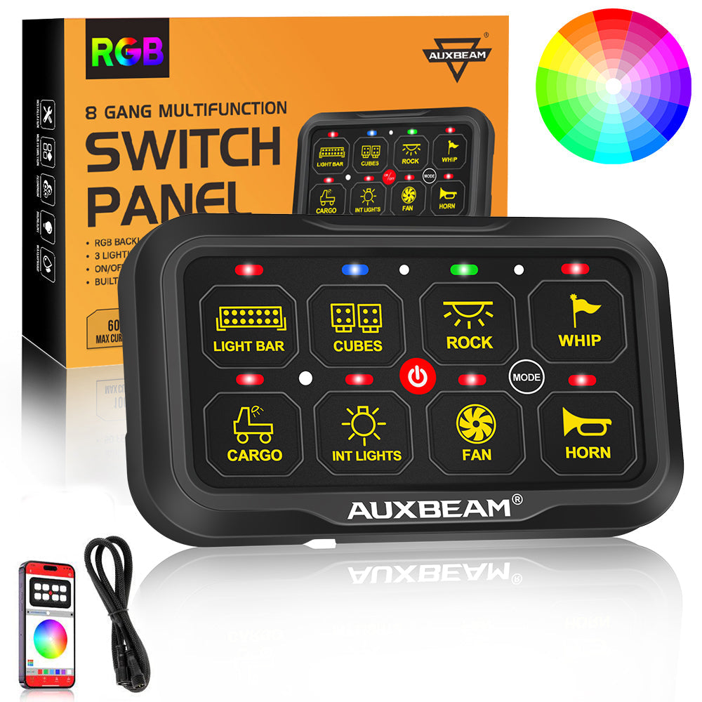 AR-820 RGB Switch Panel with APP, Toggle/Momentary/Pulsed Mode Supported (Two-Sided Outlet) 