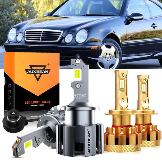 For 2001-2006 Mercedes-Benz CLK55 AMG with HID headlamps LED Light Bulbs High Low Beam Bundle - Auxbeam  – éclairage LED auto