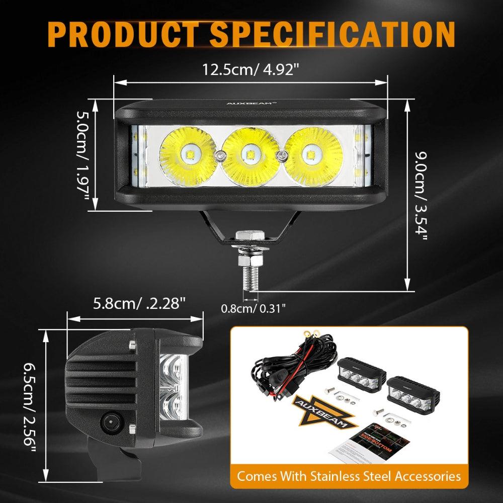 R5 Series | 5 Inch 68W White Square Side Shooter Spot Beam LED Pod Lights LED Light Bar - Auxbeam  – éclairage LED auto