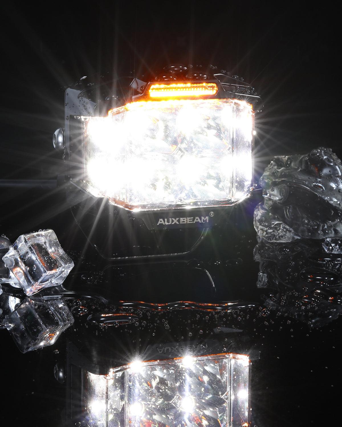 V-MAX Series | 4 Inch 92W 8960LM Combo Beam Side Shooter LED Square Pod Lights with Amber DRL - Auxbeam  – éclairage LED auto