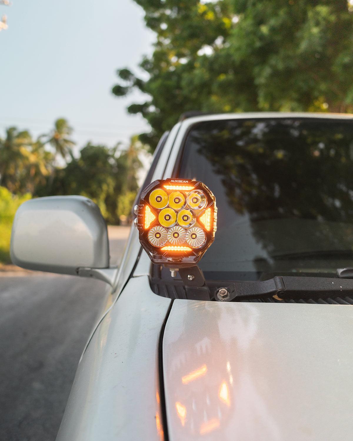 CUBE-Z Series 4 Inch LED Pod Lights Off Road Lights with White DRL & Amber Turn Signal Lights
