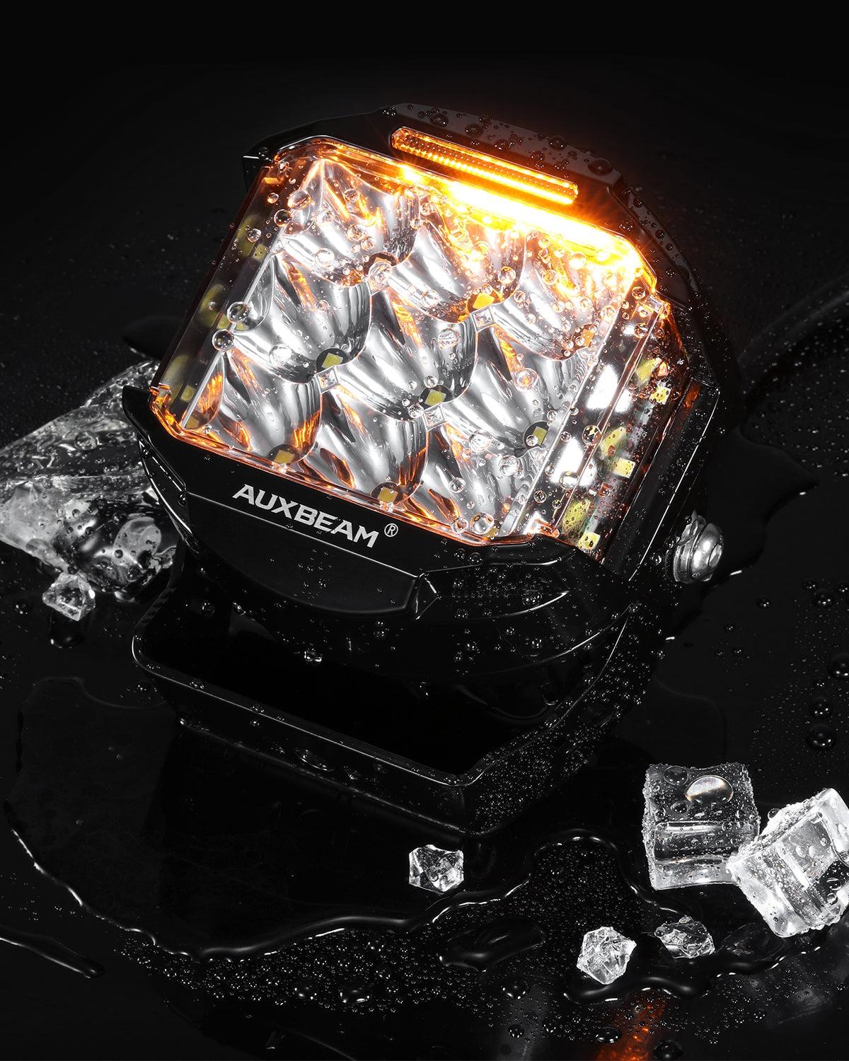 V-MAX Series | 5 Inch 168W 16440LM Combo Beam Side Shooter LED Round Pod Lights with Amber DRL - Auxbeam  – éclairage LED auto