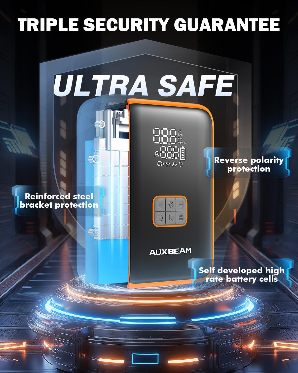 🆕AJ3000 Series 3000A Jump Starter مع ضاغط هواء 120PSI لمحركات البنزين 8 لتر / الديزل 6 لتر