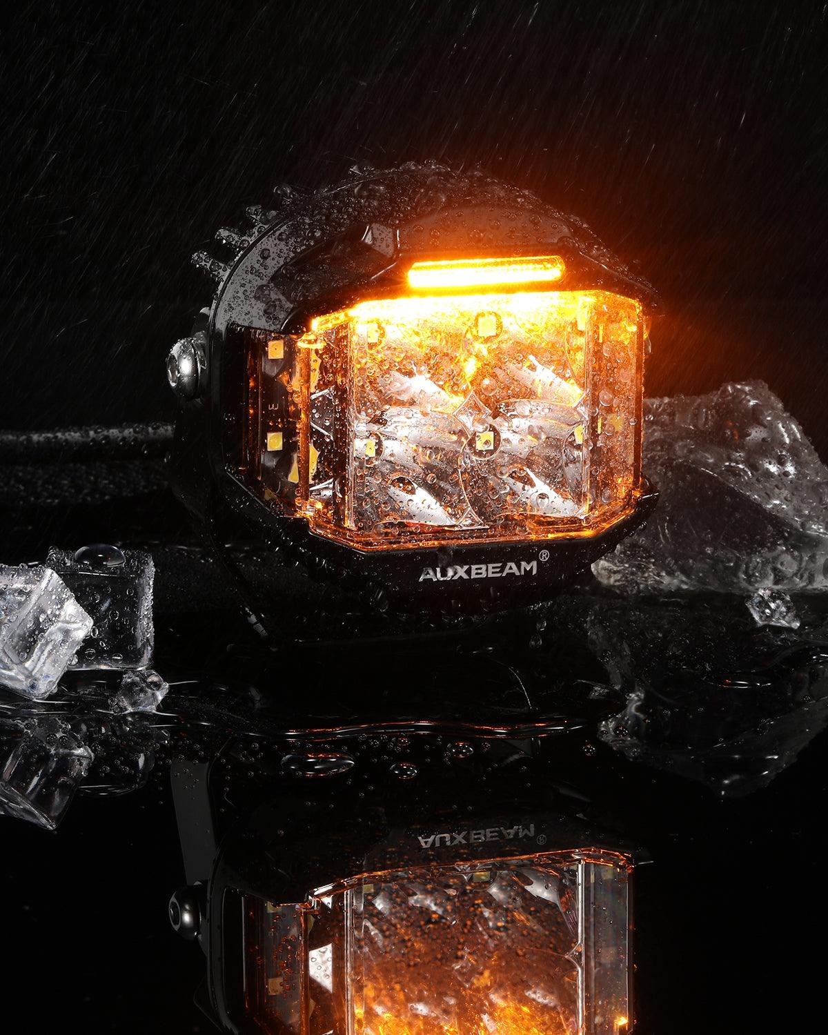 V-MAX Series | 4 Inch 92W 8960LM Combo Beam Side Shooter LED Round Pod Lights with Amber DRL - Auxbeam  – éclairage LED auto