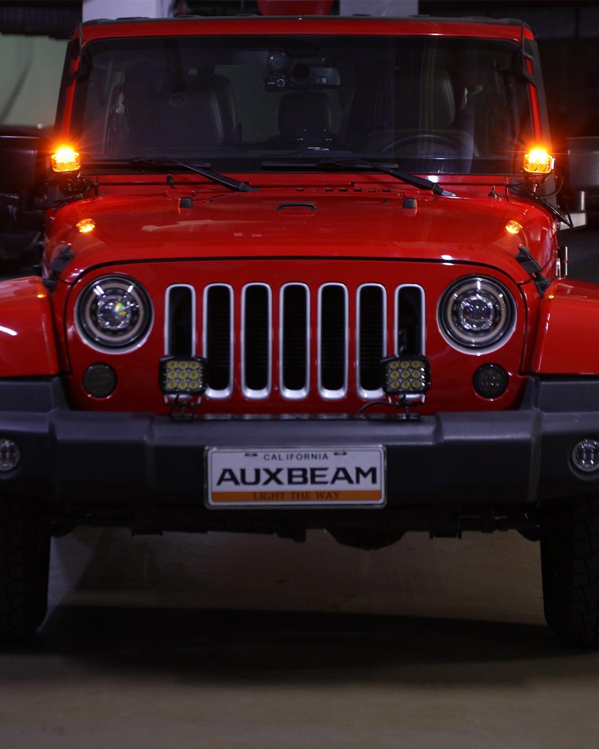 V-MAX Series | 4 Inch 92W 8960LM Combo Beam Side Shooter LED Square Pod Lights with Amber DRL - Auxbeam  – éclairage LED auto