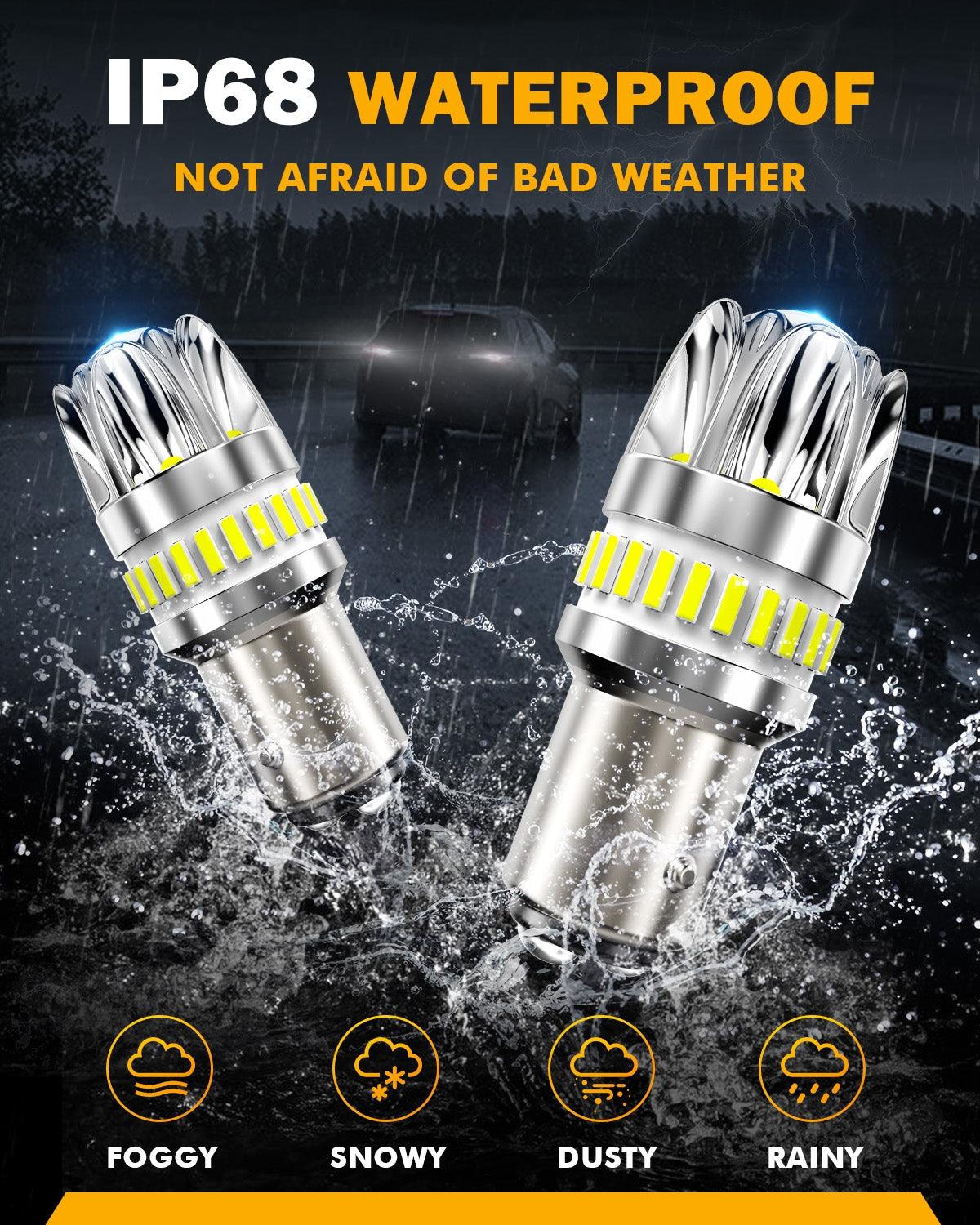 1157 BAY15D LED Backup Reverse/Turn Signal/Brake Tail Light Bulbs 14W 6000LM CAN-Bus Error Free 6500K White Y2 Series | 2 Bulbs