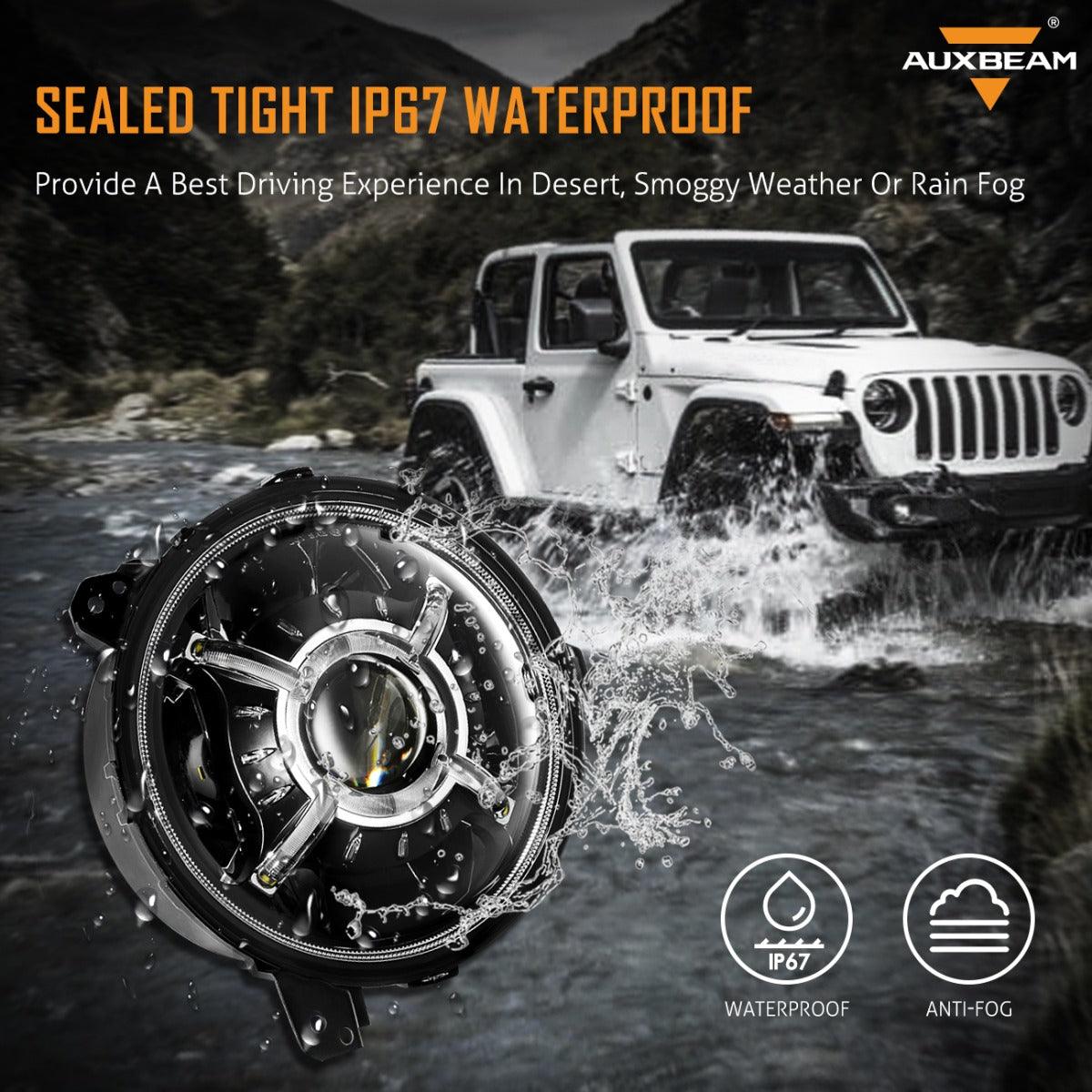 (2pcs/set) 9'' Round 100W LED light with Hi-Lo Beam &amp; DRL for 2018-2022 Jeep Wrangler JL, 2019-2022 Gladiator JT 