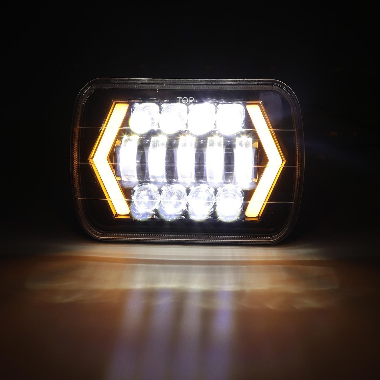 7x6 Inch LED Headlights + H4 Intensifier Beam for Chevrolet Express 1500 2500 3500