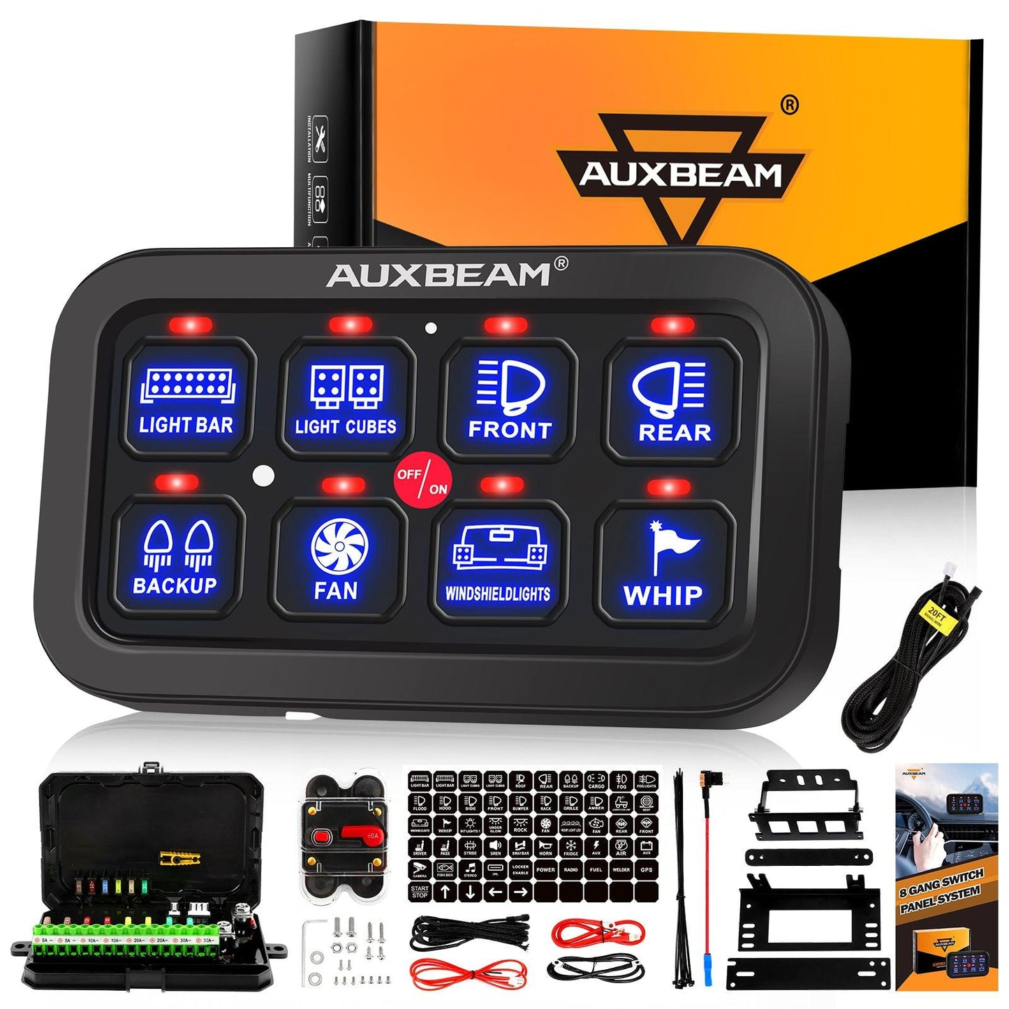 Single Series 6/8 Gang LED Switch Panel,Off Road Light Controller 