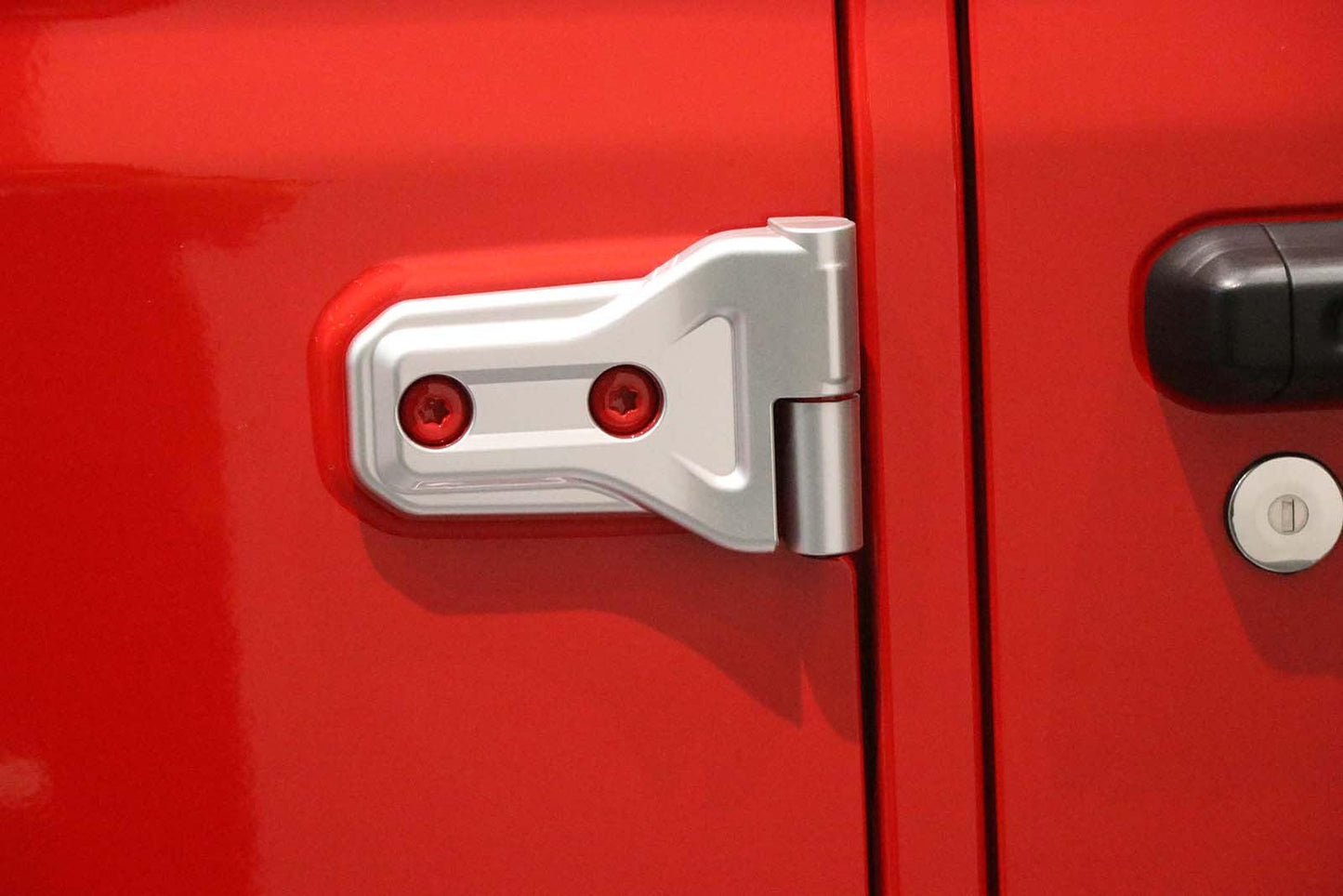 (8 قطع/مجموعة) غلاف مفصلات الباب لسيارة جيب رانجلر JL 2018-2022 (أسود/أحمر/فضي) 