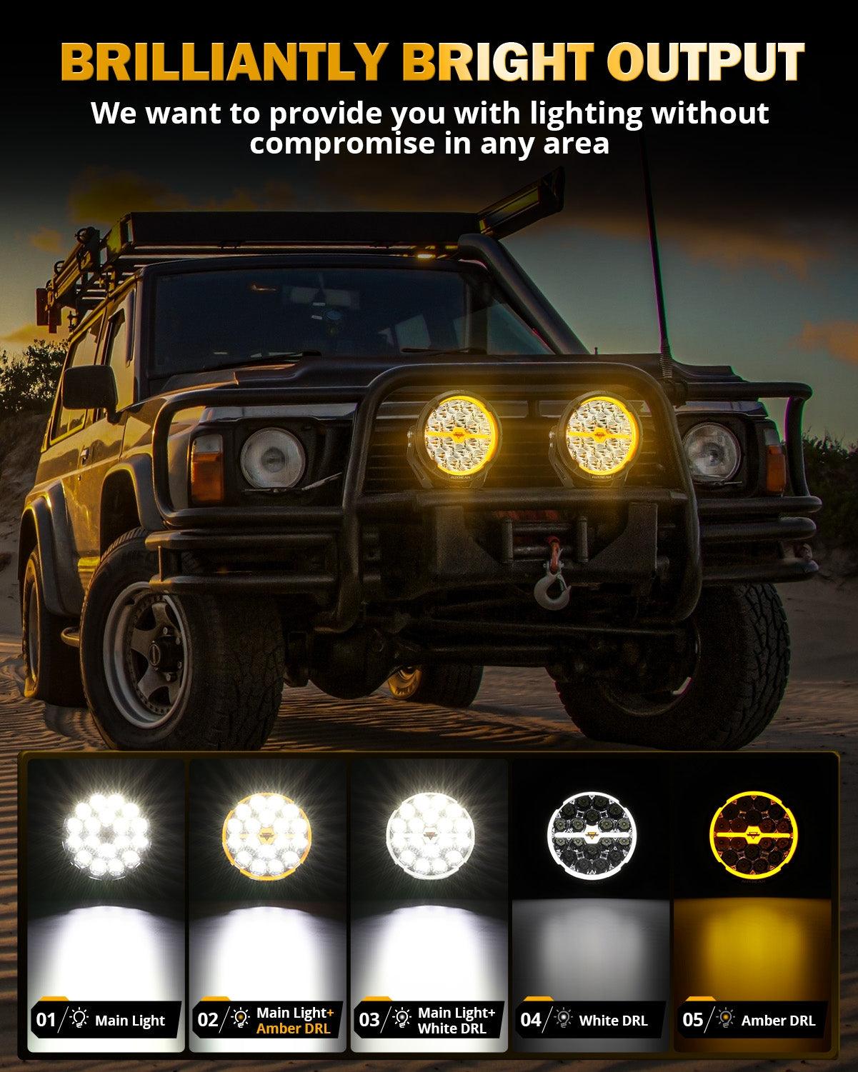 سلسلة RAY-L | مصابيح قيادة LED مزدوجة للطرق الوعرة، ٧ بوصات، ٢٤٠ واط، ٢٥٨٠٠ لومن 