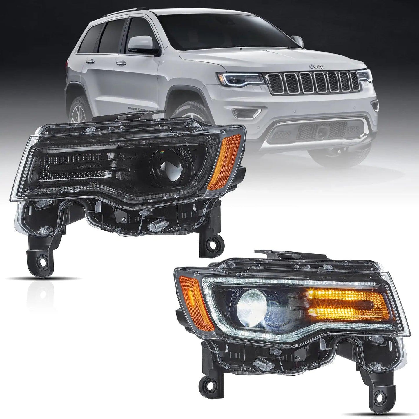 LED Headlight Assembly Full LED With Startup Animation/ Blue DRL For 2014-2022 Jeep Grand Cherokee (WK2）