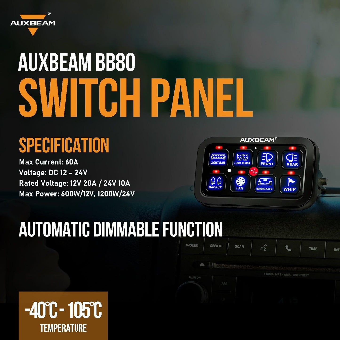 6/8 Gang LED Switch Panel, Off Road Light Controller 