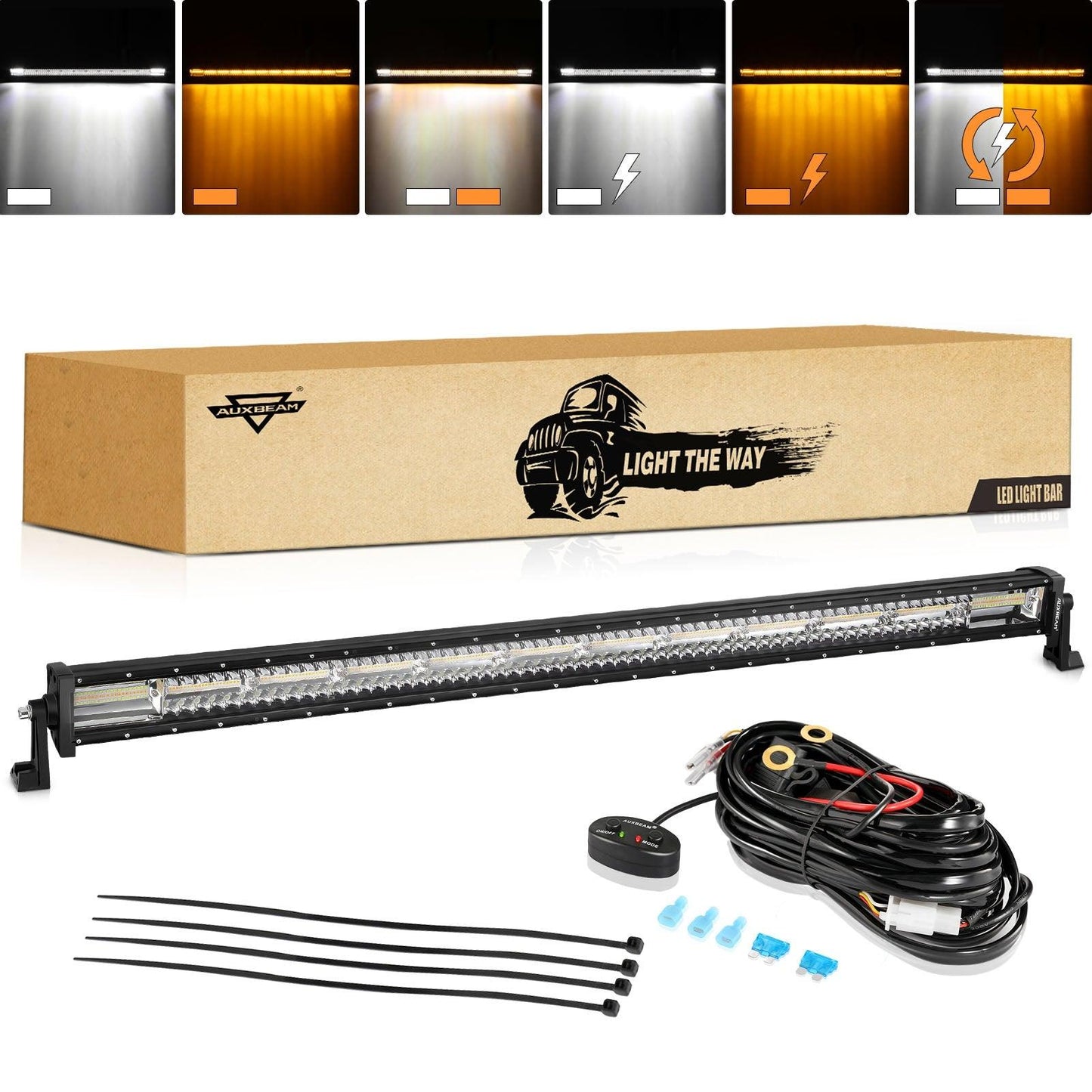 50 Inch 6 Modes White&Amber Straight Off Road Led Light Bar