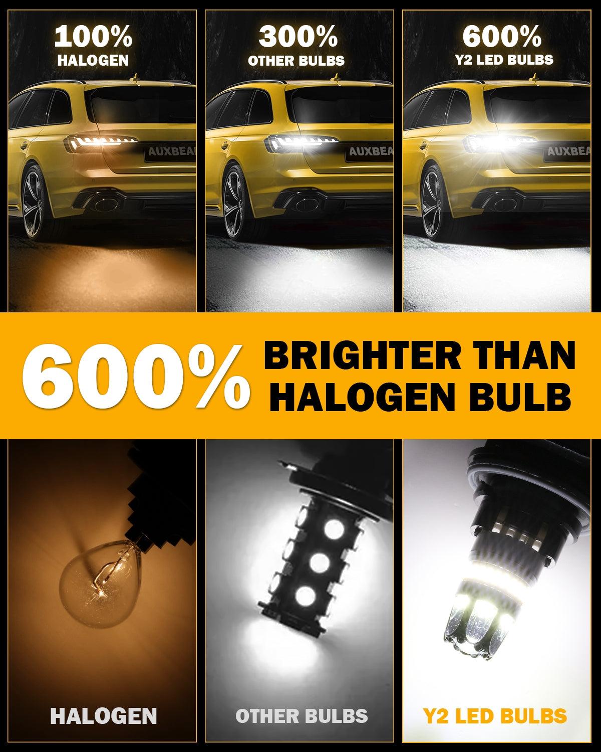 T25 3157 3156 LED Backup Reverse/Turn Signal/Brake Tail Light Bulbs 14W 6000LM CAN-Bus Error Free 6500K White Y2 Series | 2 Bulbs