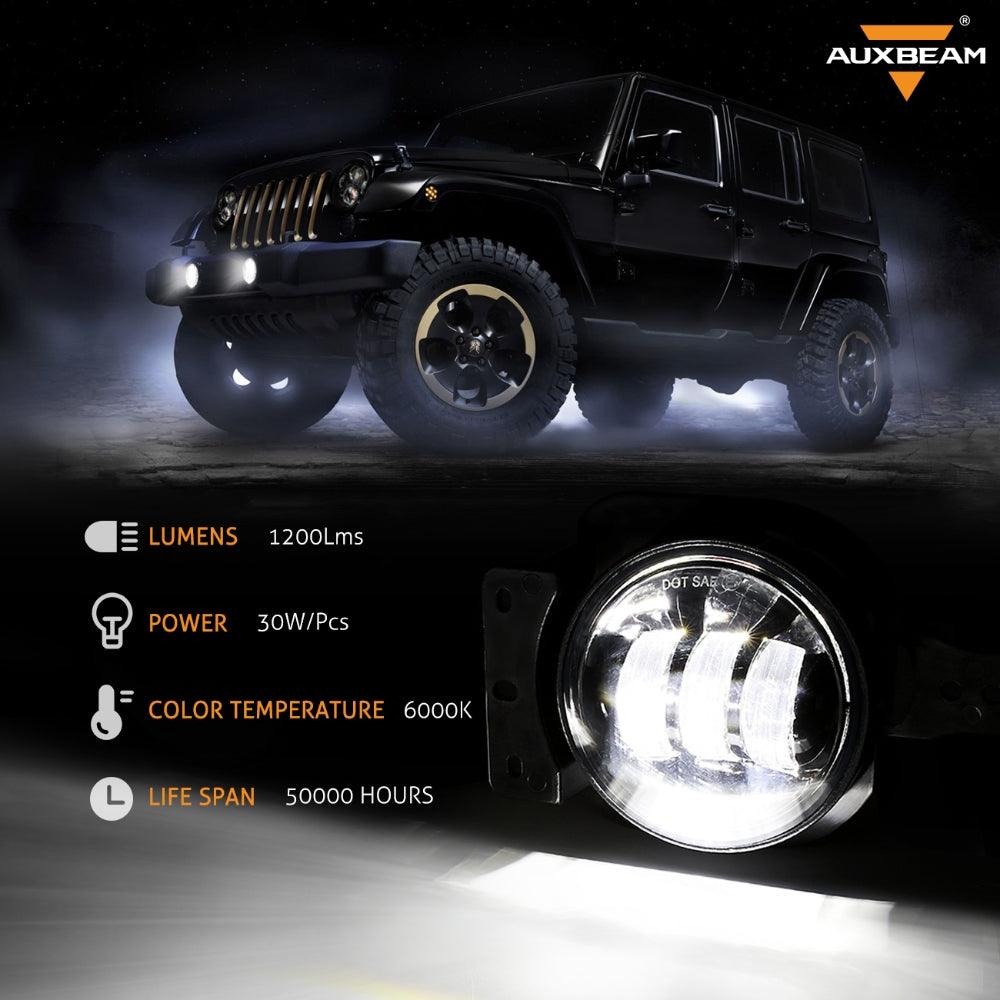 9'' Round 100W LED Headlights with DRL &amp; 4'' 30W LED Fog Lights for 2018-2022 Jeep Wrangler JL, 2019-2022 Gladiator JT