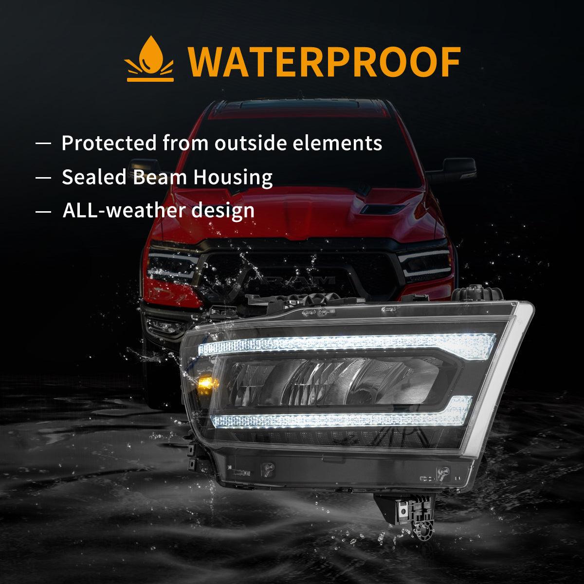 LED Headlight Assembly Reflection Bowl Chrome For 2019-2023 Dodge Ram 1500 5th Gen(DT)