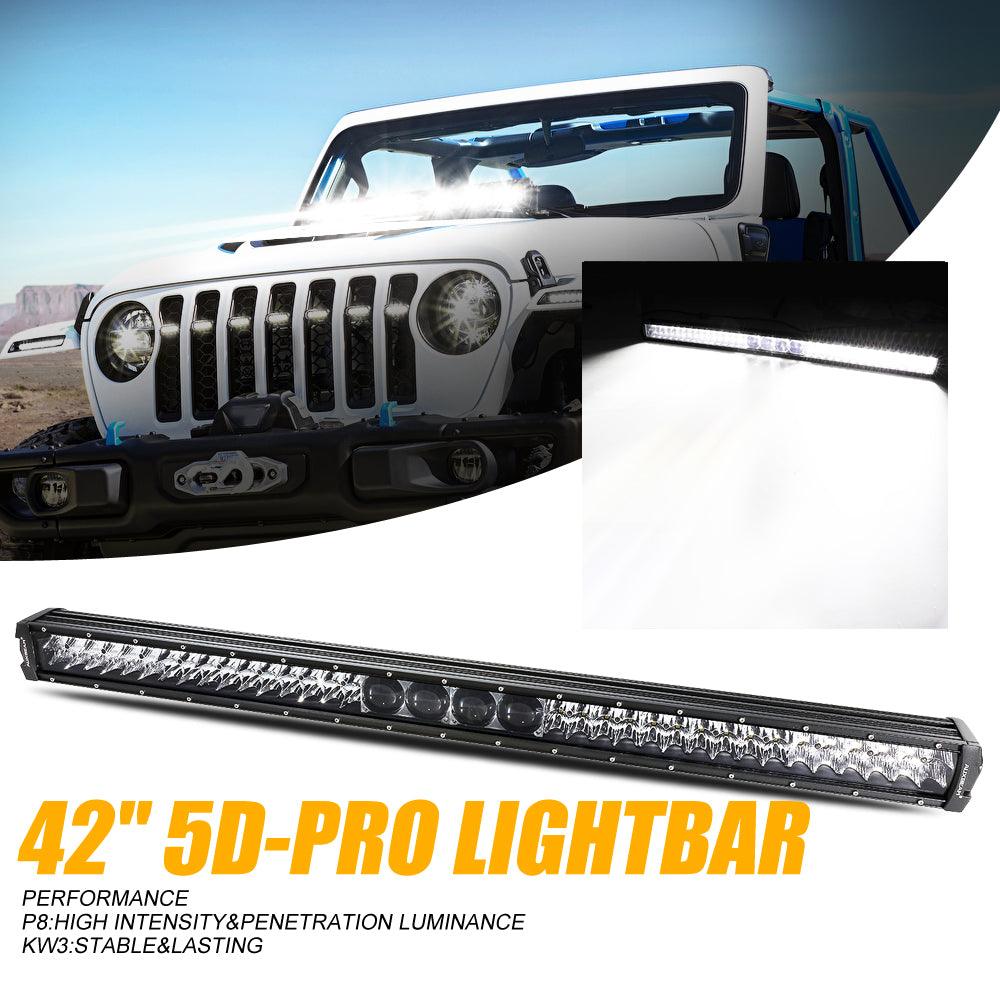 NEW 5D-PRO Series Spot Led Light Bars with DT Wiring Harness Kit For JEEP