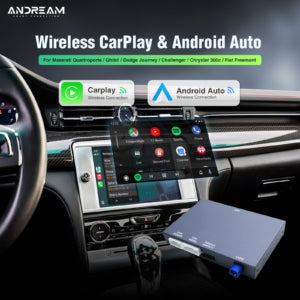 Wireless CarPlay Android Auto compatible with Maserati Quattroporte Ghibli Dodge Journey Challenger Chrysler 300c Fiat Retrofit Adapter Kit