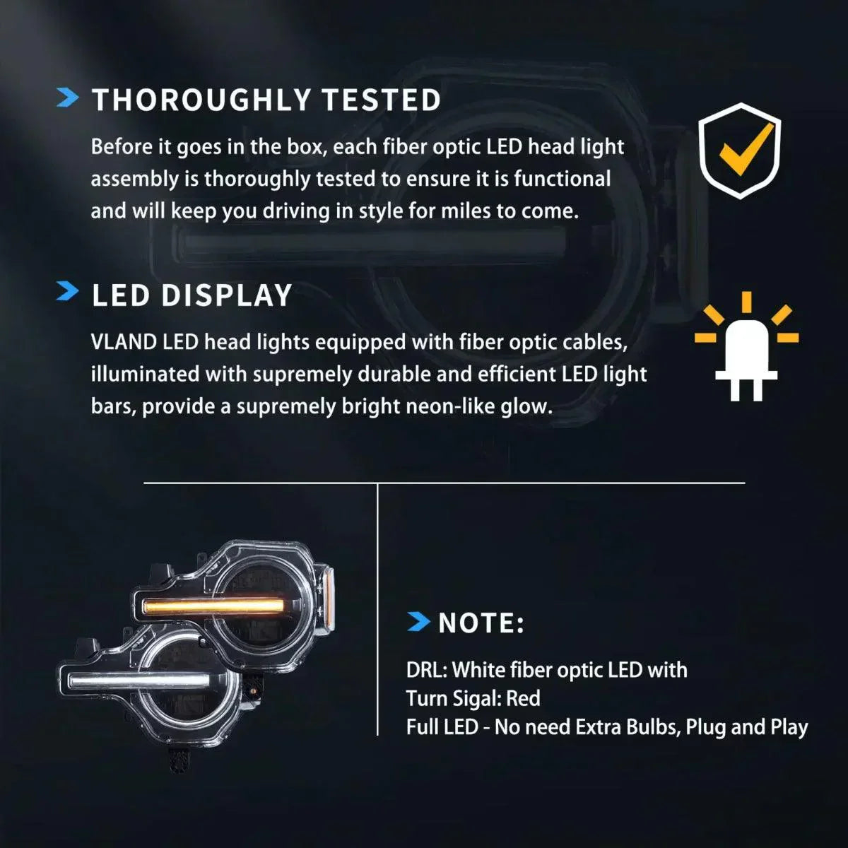 LED Headlight Assembly Projector For 2020-2024 Ford Bronco