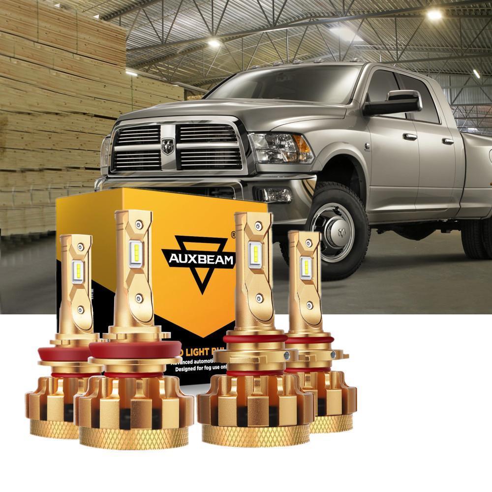 For 2009-2010 Dodge Ram 1500(with 4 headlamps) F-16 Plus Series Built-in Canbus Automotive Grade 14000LM LED Light Bulbs High Low Beam Bundle