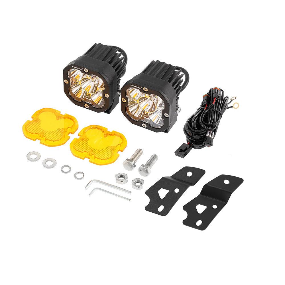 3 Inch 80W 9600LM LED Pods Lights White&Yellow with A-Pillar Mounting Bracket For Ford Bronco 2/4 Door 2021 2022 - Auxbeam  – éclairage LED auto
