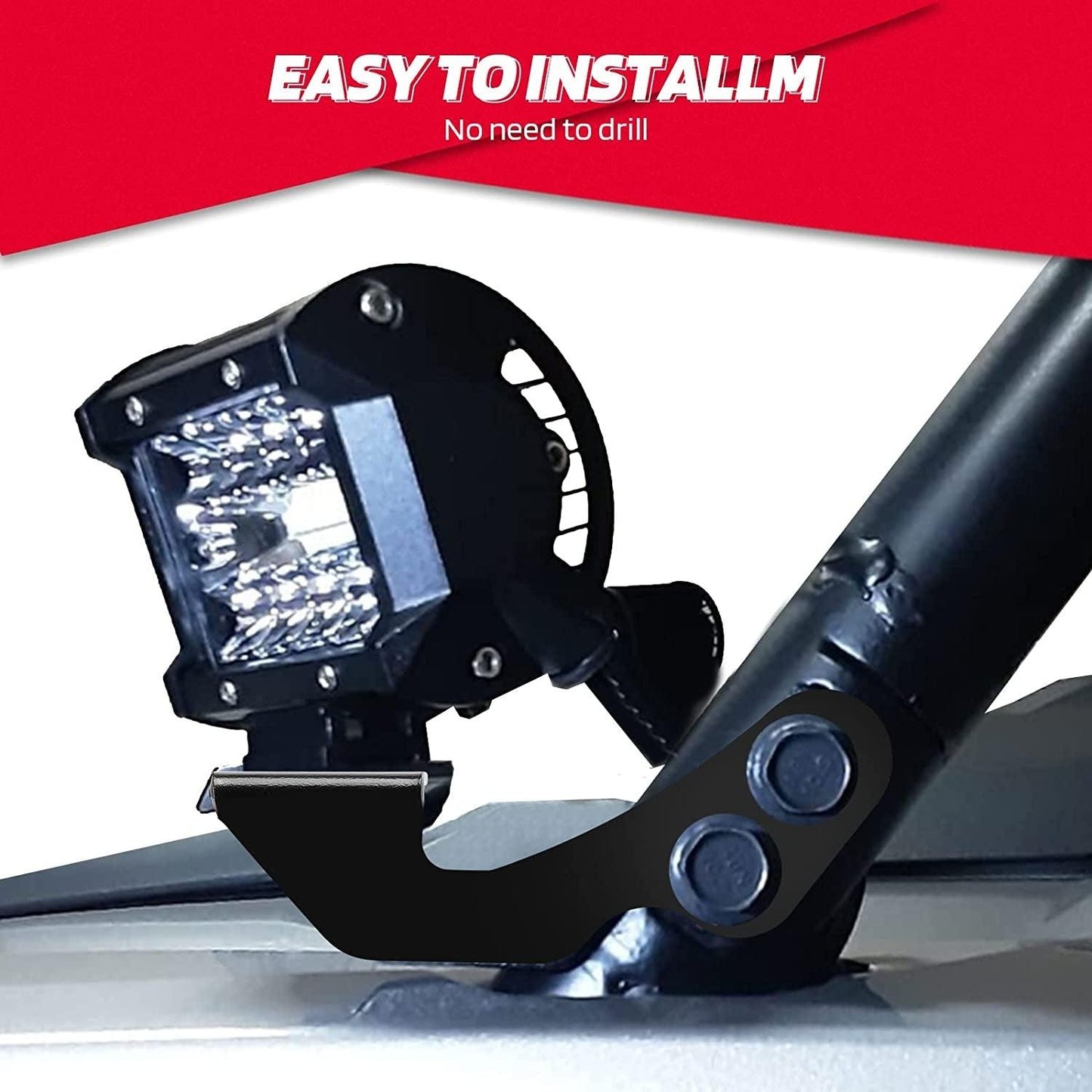 3 Inch LED Pods Light Spot/Flood Beam & A-pillar Mounting Bracket for 2014-2020 POLARIS RZR XP 1000, 2015-2020 POLARIS RZR 900