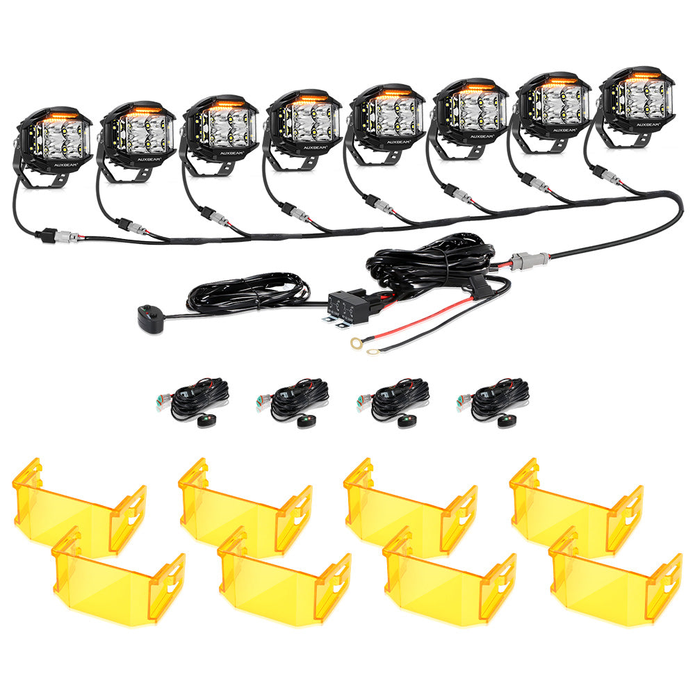 V-MAX Series | 4 Inch 92W 8960LM Combo Beam Side Shooter LED Round Pod Lights with Amber DRL - Auxbeam  – éclairage LED auto