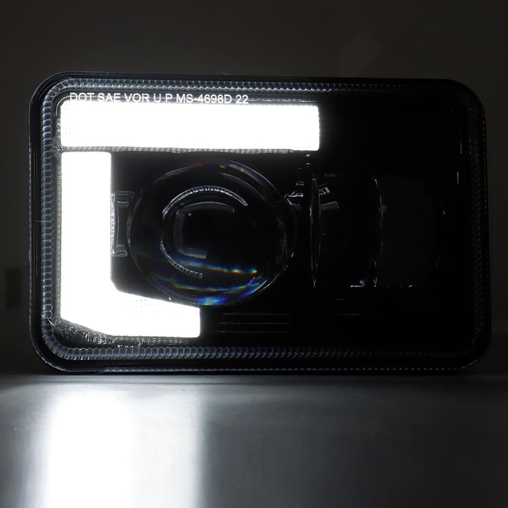 4x6 Inch DOT Sealed Beam LED Headlights with DRL For Peterbilt Kenworth Freightinger Ford Chevrolet