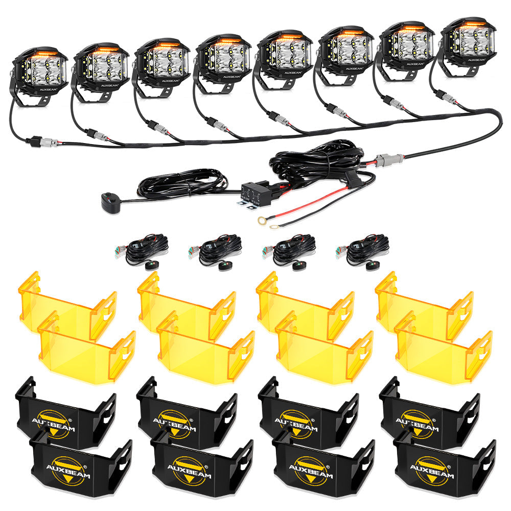 V-MAX Series | 4 Inch 92W 8960LM Combo Beam Side Shooter LED Round Pod Lights with Amber DRL - Auxbeam  – éclairage LED auto