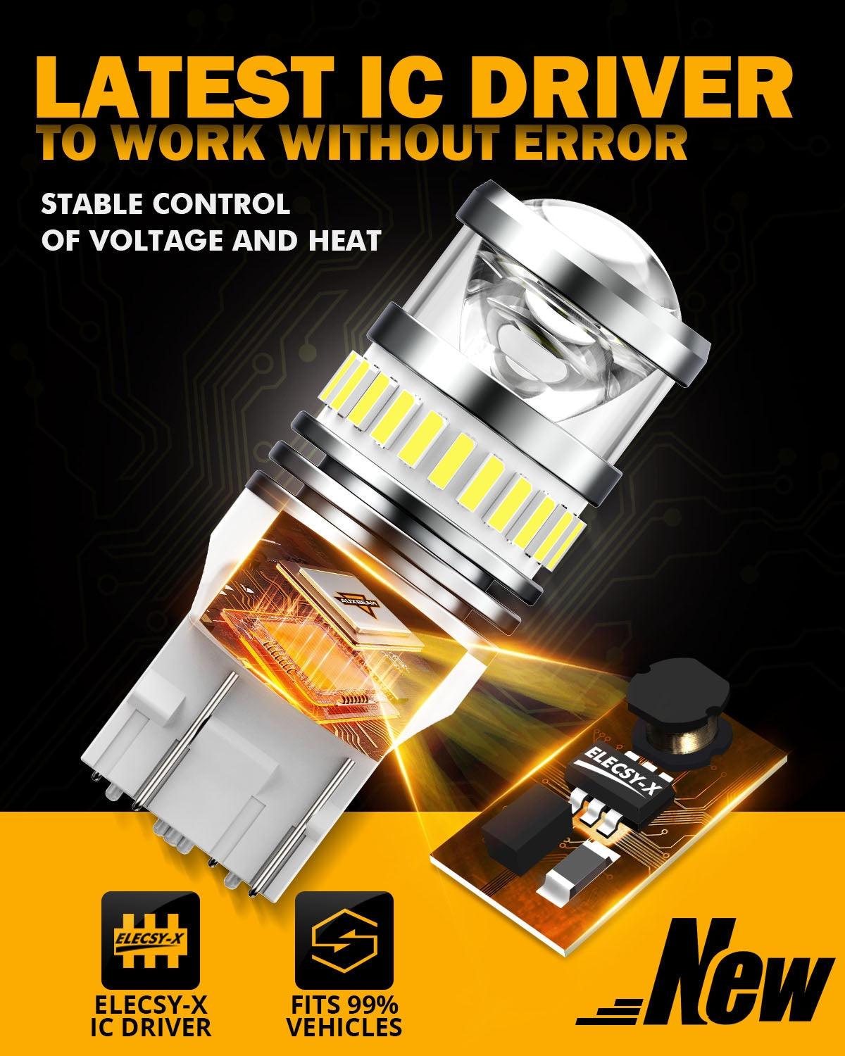 T20 7443 7440 LED Backup Reverse/Turn Signal/Brake Tail Light Bulbs 11W 4000LM 6500K White B1 Series | 2 Bulbs