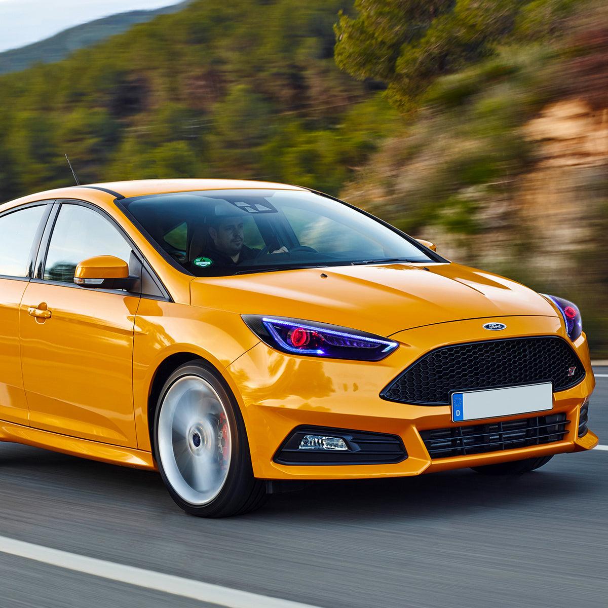 LED Headlight Assembly Dual Beam Projector Black For 2015-2018 Ford Focus 3th Gen Mark III Facelift