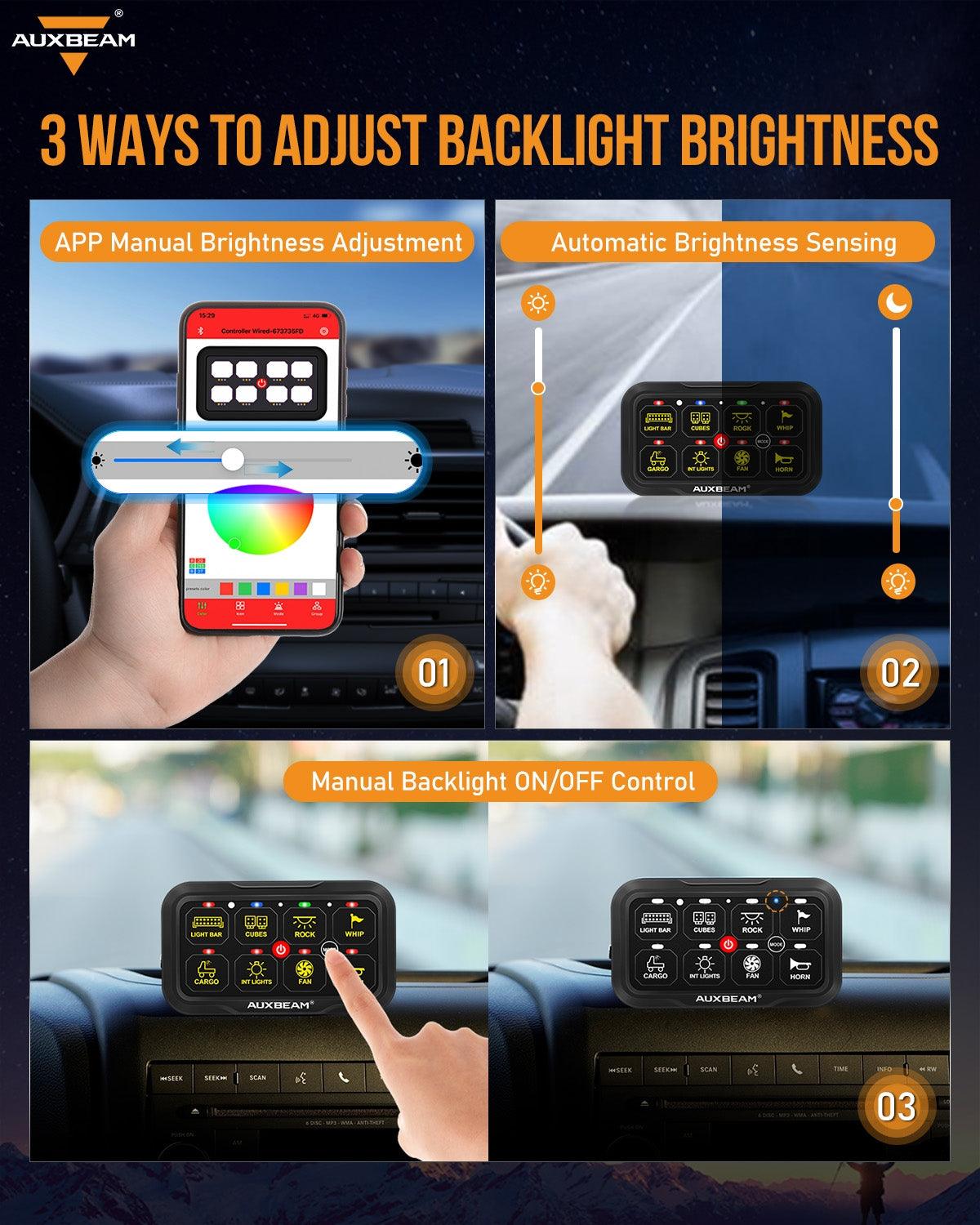 AR-800 RGB Switch Panel with APP+22 Inch 5D-PRO LED Light Bar, Toggle/Momentary/Pulsed Mode Supported 