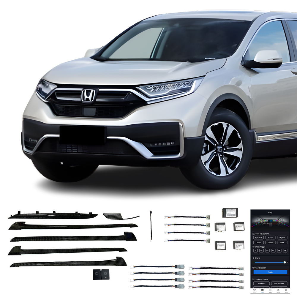 17-21CRV Vente Directe Usine Lumière Ambiante Intérieur Voiture Fibre Carbone Couleur Magique 18 Lampes Pour Honda CRV