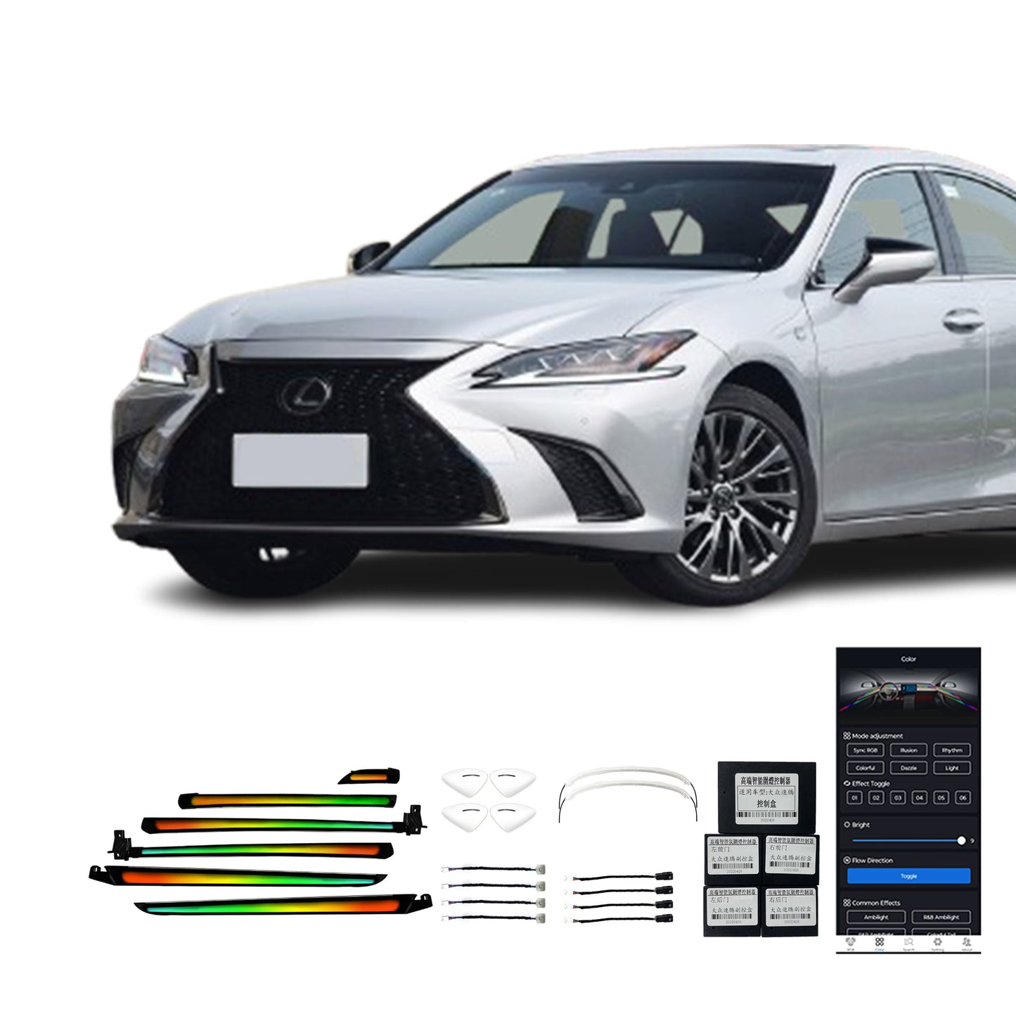 18 20 ES Vente Directe Usine Lumiere Dambiance Interieure Voiture Lumiere Dynamique Couleur Magique 20 Lampes Pour Lexus 18 20 ES