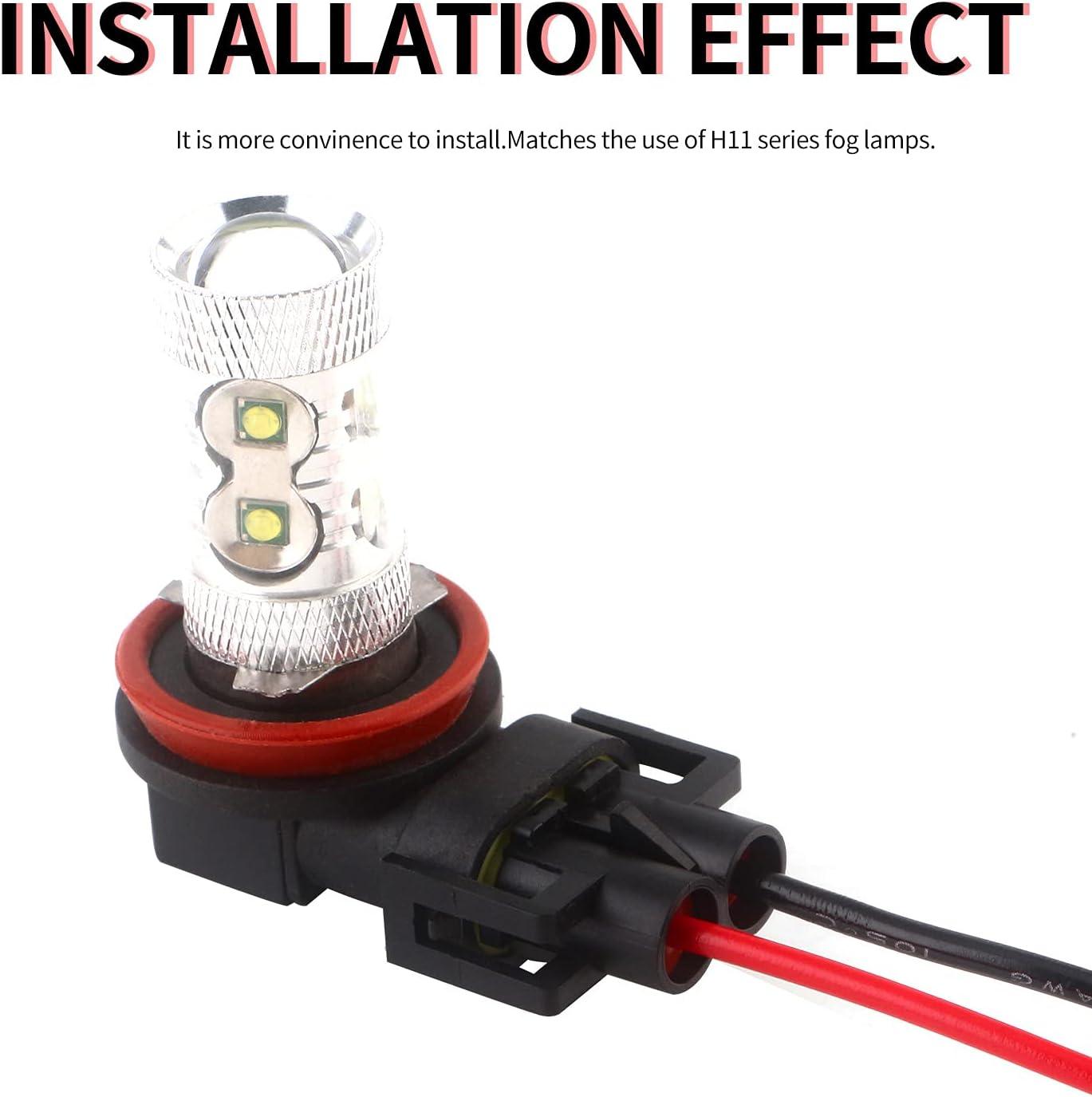 H11 LED Headlight Socket Male &amp; Female Adapter Wiring Harness Connector for Headlight/Fog Light 4pcs/Set