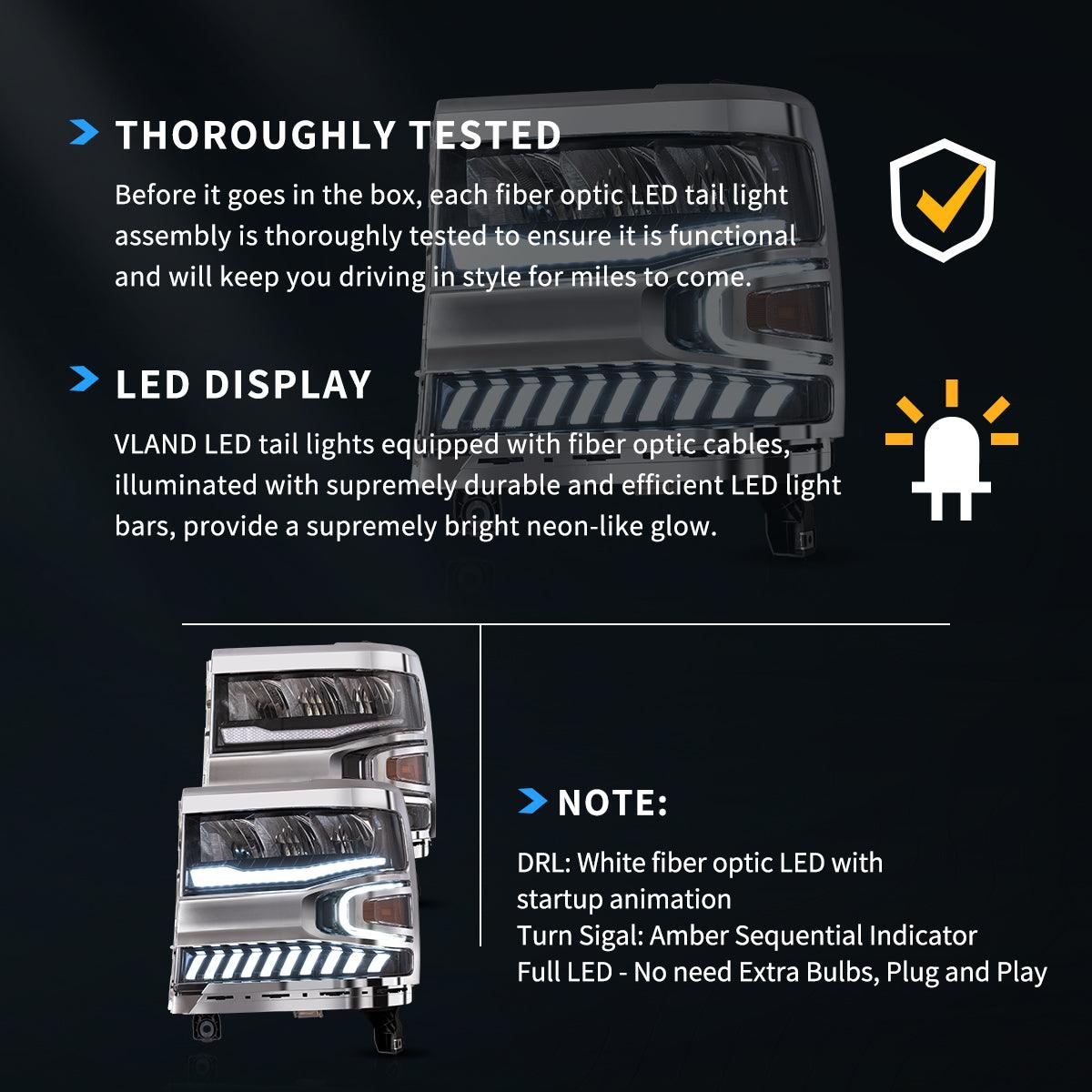 LED Headlight Assembly Reflection Bowl Chrome For 2016-2018 Chevrolet Silverado 1500 4th Gen Facelift