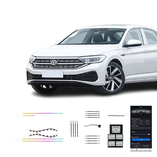 19 23 Sagitar بيع مباشر من المصنع إضاءة محيطة داخلية للسيارة LED بلون سحري 18 مصباحًا لسيارة فولكس فاجن Sagitar