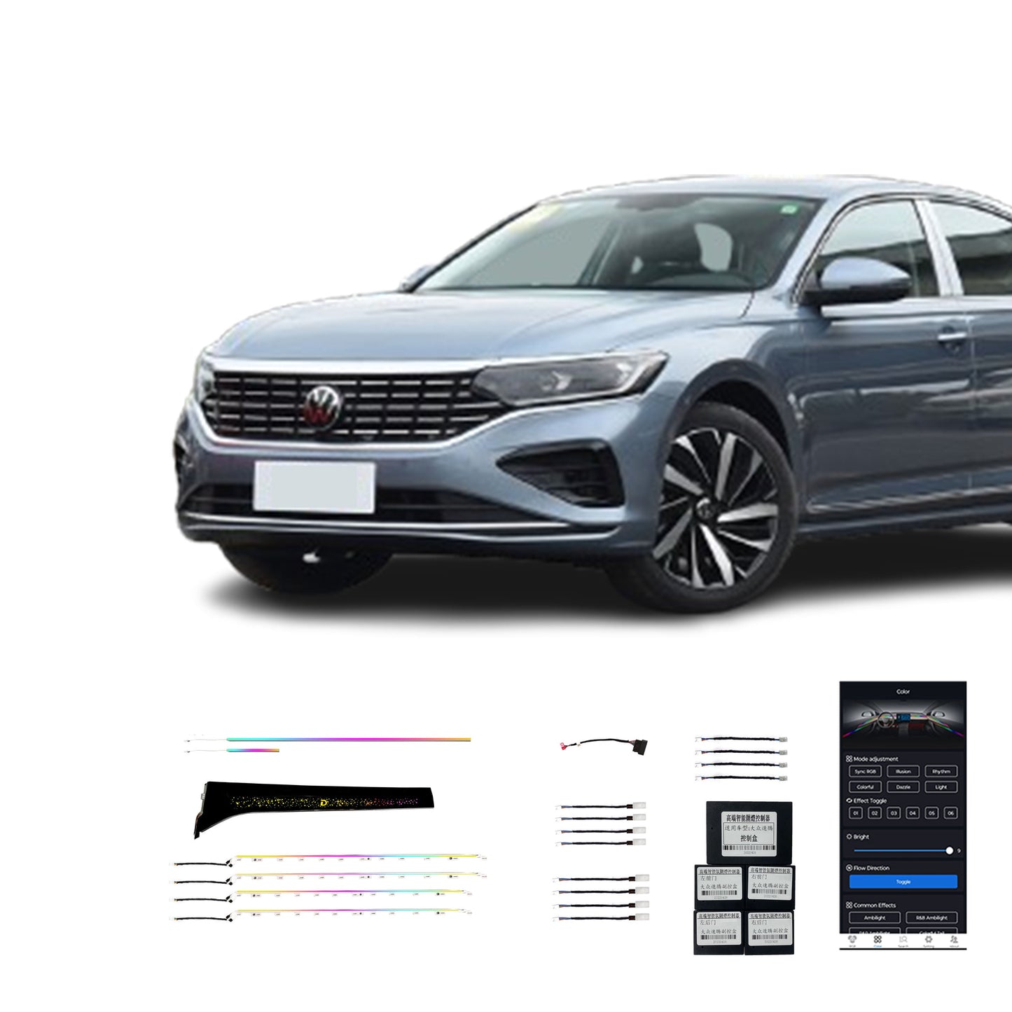 Vente Directe Usine Lumière Ambiante Intérieure Voiture Couleur Magique 18 Lampes Haute Qualité Pour Volkswagen Passat 19-24