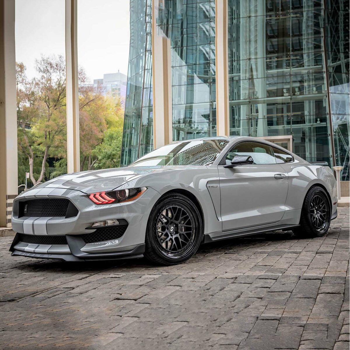 LED Headlight Assembly RGB Dual Beam Projector For 2018-up Ford Mustang 6th Gen Black