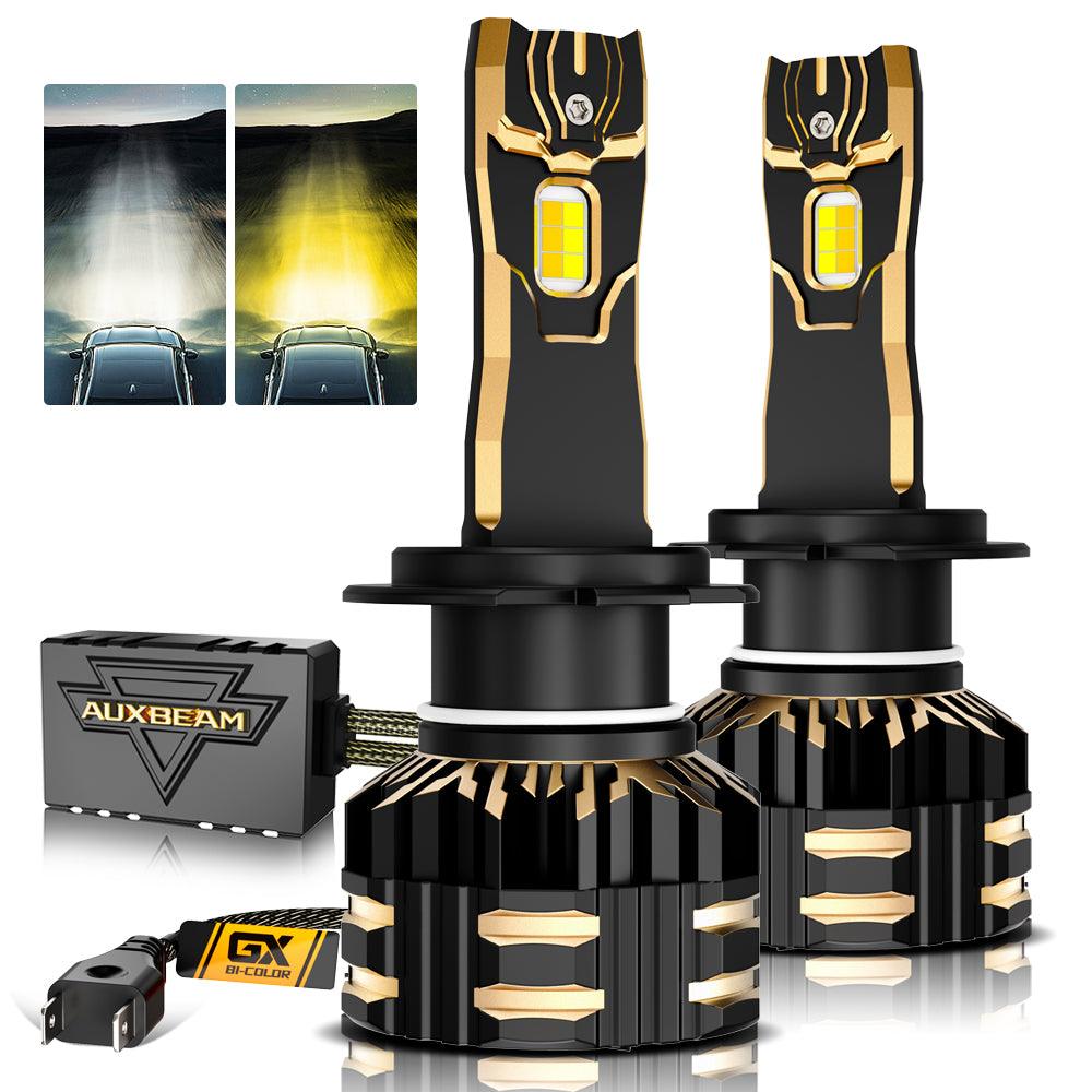 H7 LED Bulb Fog Lights/Low Beam Lights 110W 25000LM GX Bi-Color Series High Power & Brightness Dual Color Switchback | 2 Bulbs - Auxbeam  – éclairage LED auto