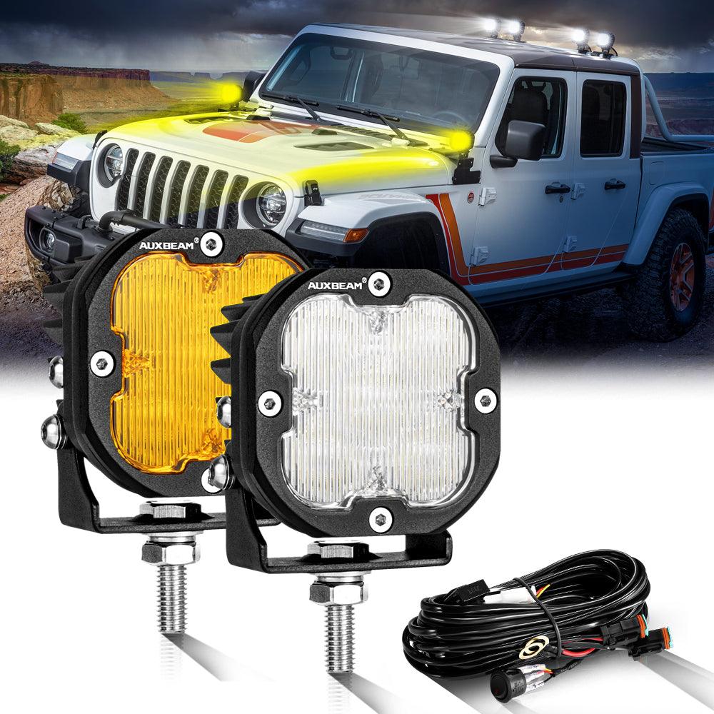 3 Inch 80W 9600LM LED Pods Lights White&Amber for JEEP - Auxbeam  – éclairage LED auto