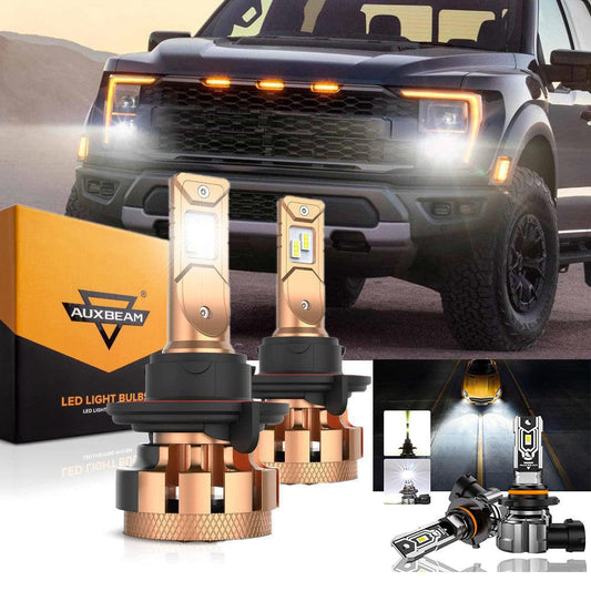 For 2004-2014 Ford F150 F-16 Plus Series H13 Built-in Canbus Automotive Grade 14000LM LED Light Bulbs High Low Beam Bundle