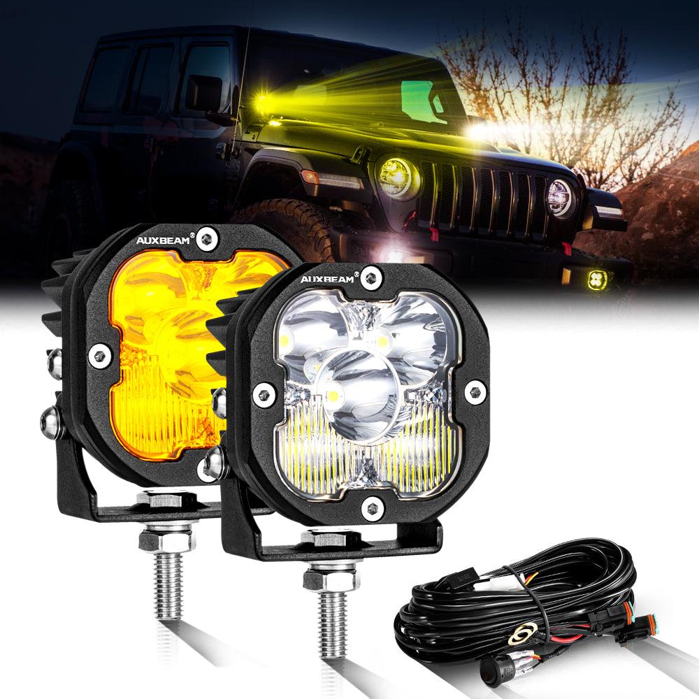 3 Inch 80W 9600LM LED Pods Lights White&Amber for JEEP - Auxbeam  – éclairage LED auto