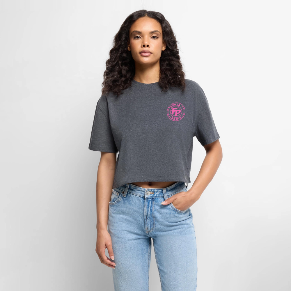 Crop top bio Oversize Femme - anthracite chiné