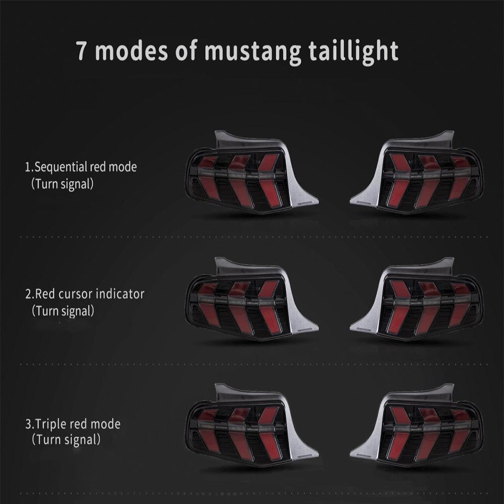 LED Tail Lights Assembly With 5 Modes Turn Signal 2 Modes Brake Lighting Smoked For 2010-2012 Ford Mustang 5th Gen (S-197 II) Pre-Facelift