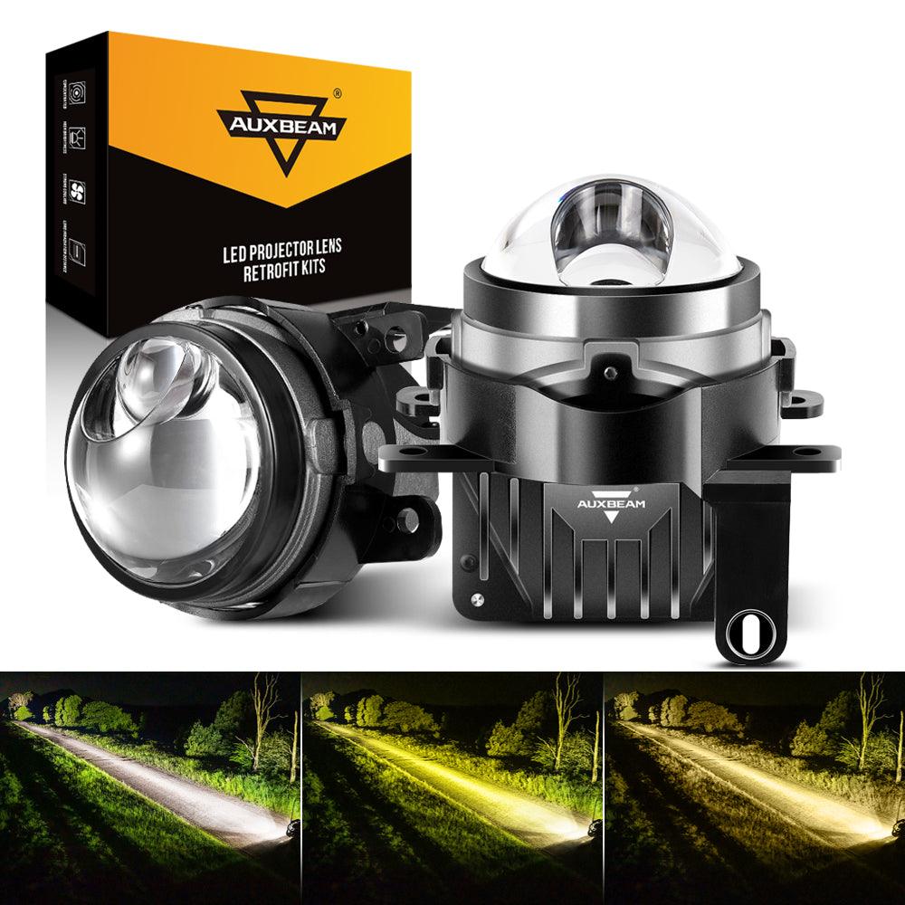 🆕ضوء ضبابي بعدسة عرض ثنائية LED مقاس 3 بوصات بقوة 104 وات، بثلاثة ألوان، مع شعاع عالٍ مساعد لتويوتا/هوندا | قطعتان/مجموعة